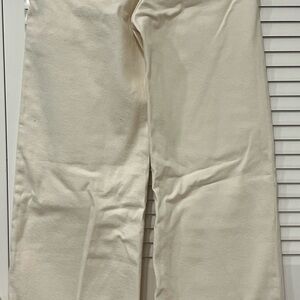 H & M  ivory high waist wide leg jeans pants women size 0 NWT